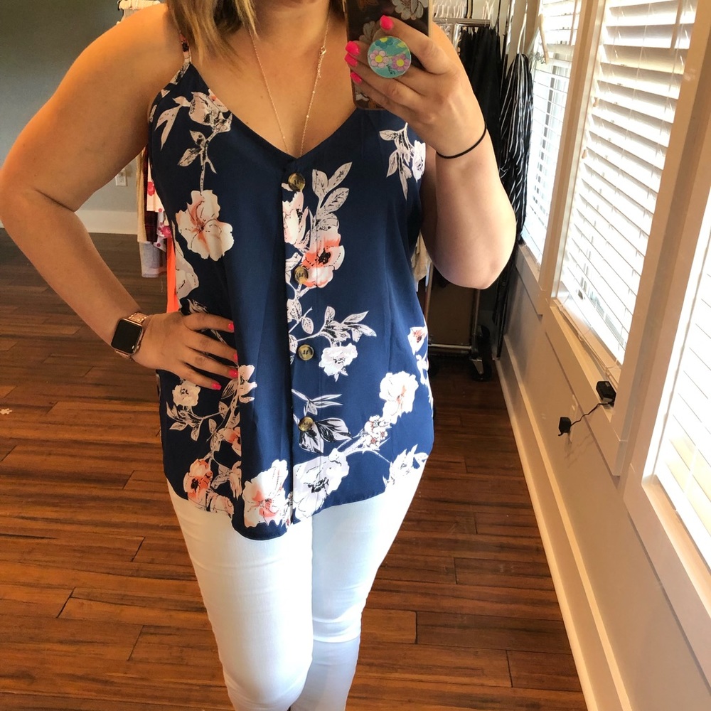 Floral Button Up Tank